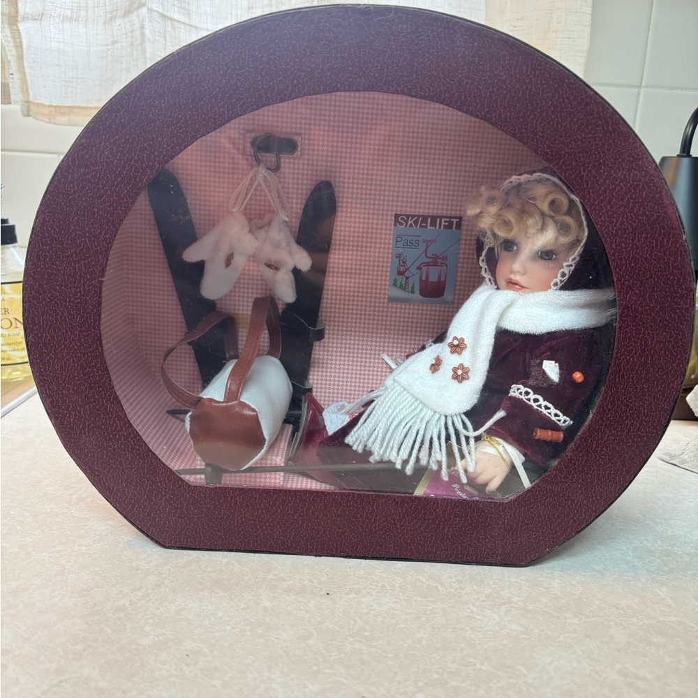 Vintage Collectible Memories Genuine Porcelain Doll in Case SKI-LIFT Peggy